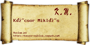 Kácsor Miklós névjegykártya